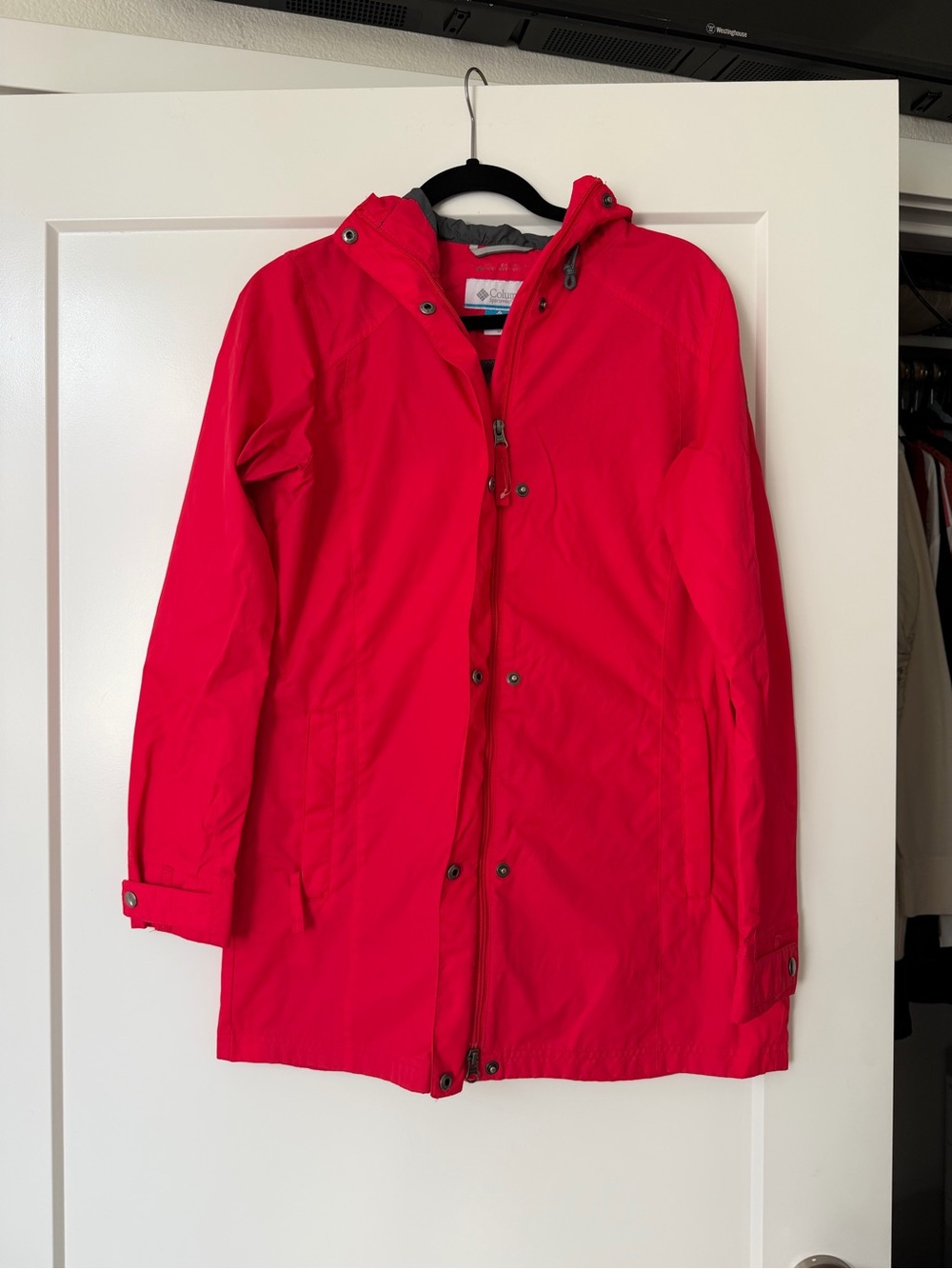 Columbia Bright Red Hooded Trench Coat